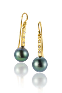 Blue Tahitian Pearl Stem Earrings