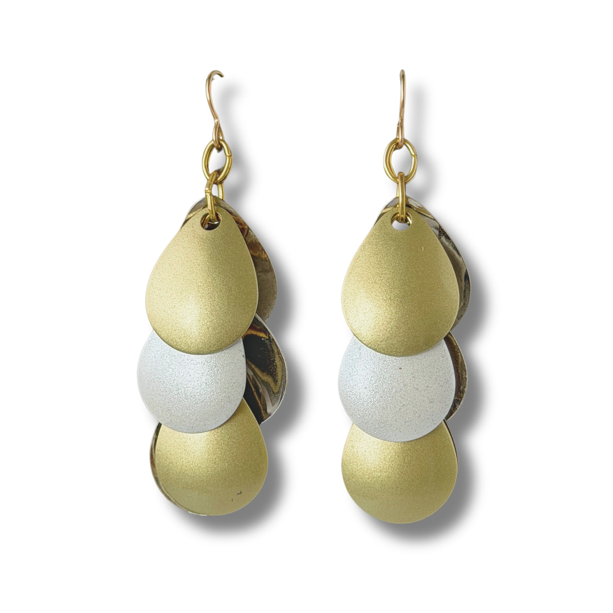Gold & White Linear Earrings