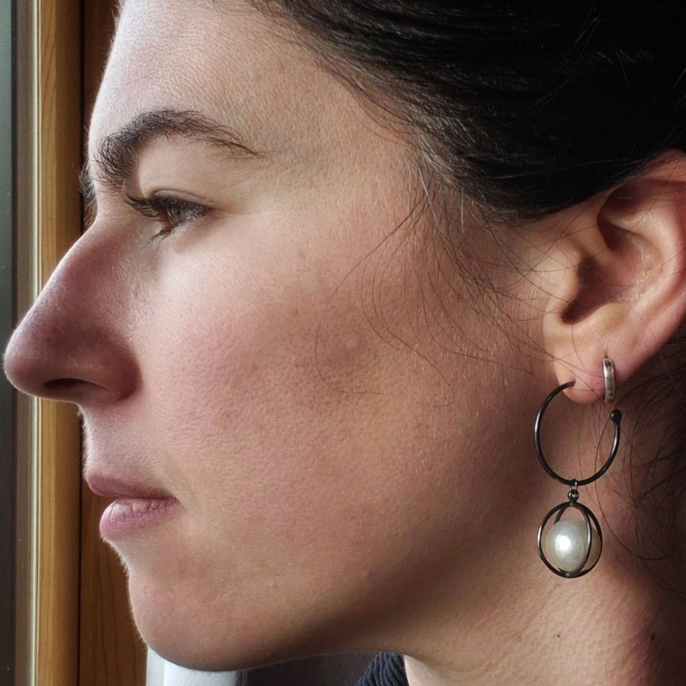 Pearl Orbit Hoop Earrings