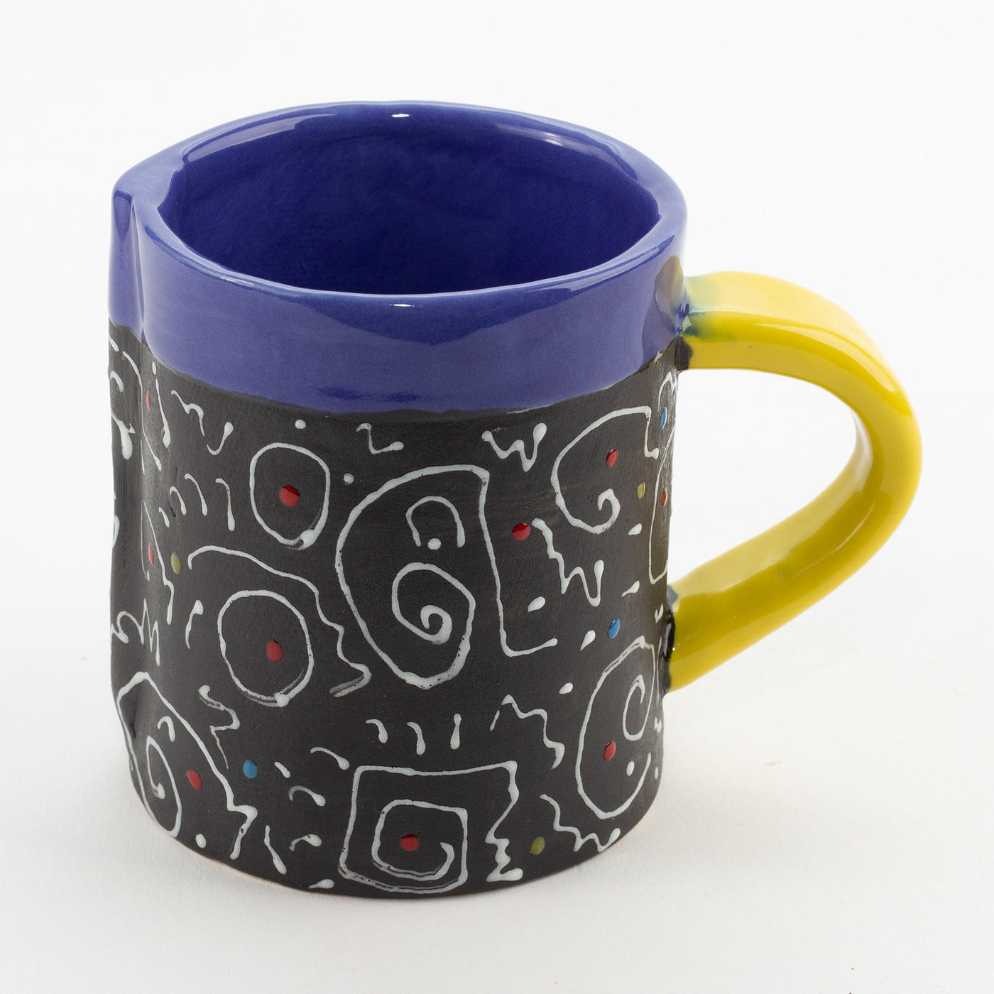 short white squiggle mug