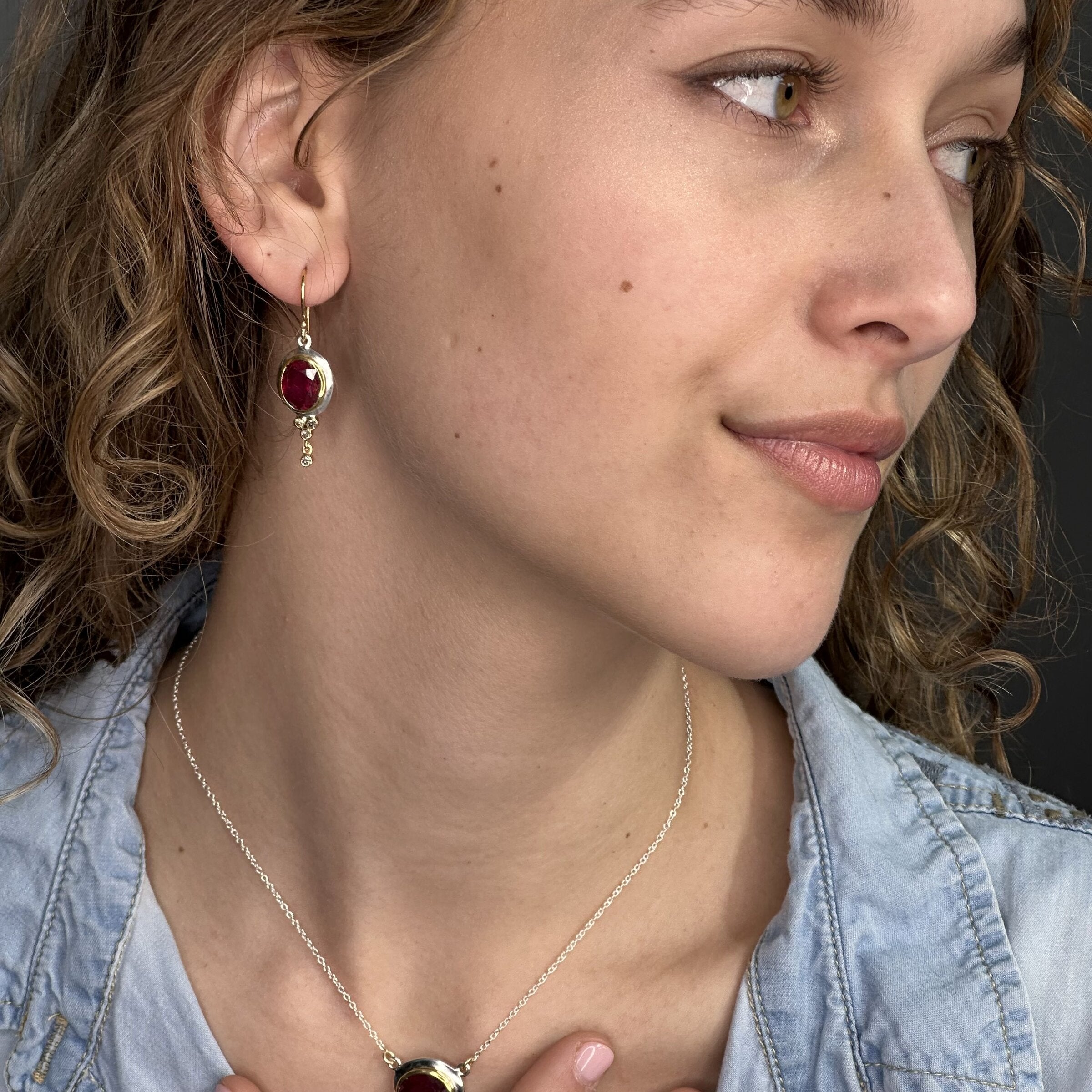 Ruby & Champagne Diamond Earrings