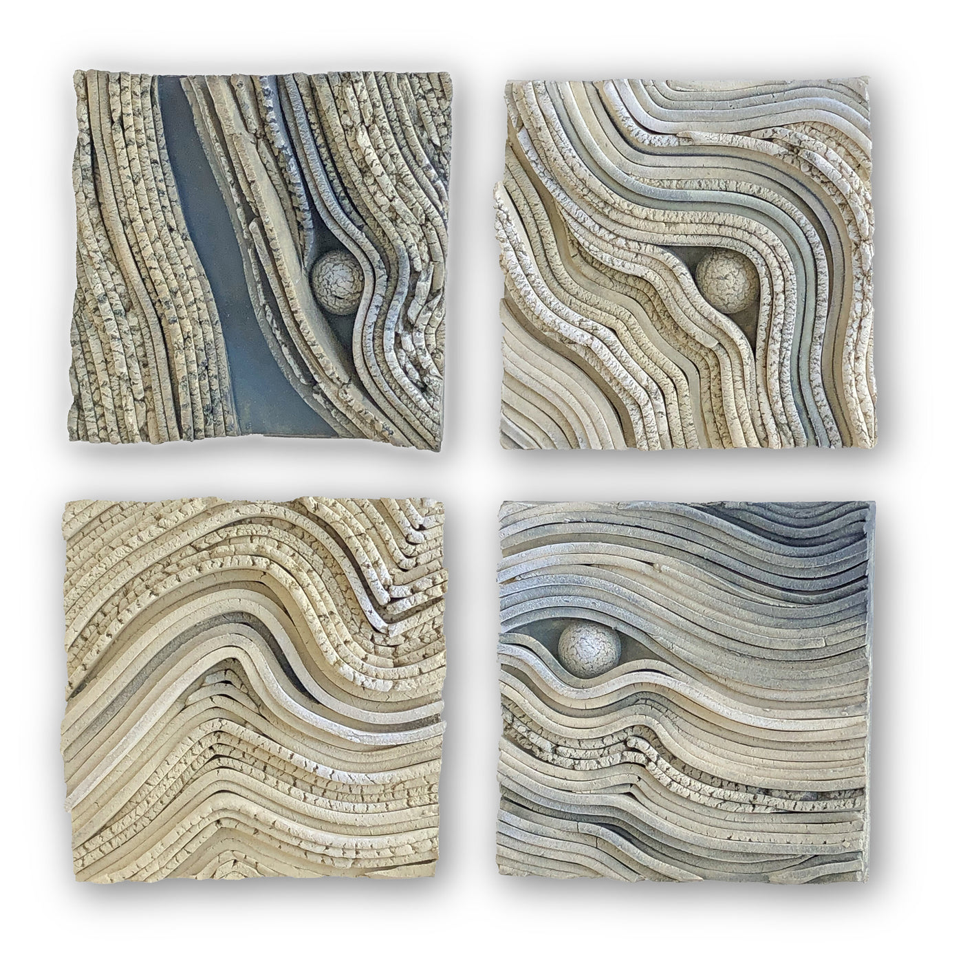 Ivory-Blue Stratification Tiles