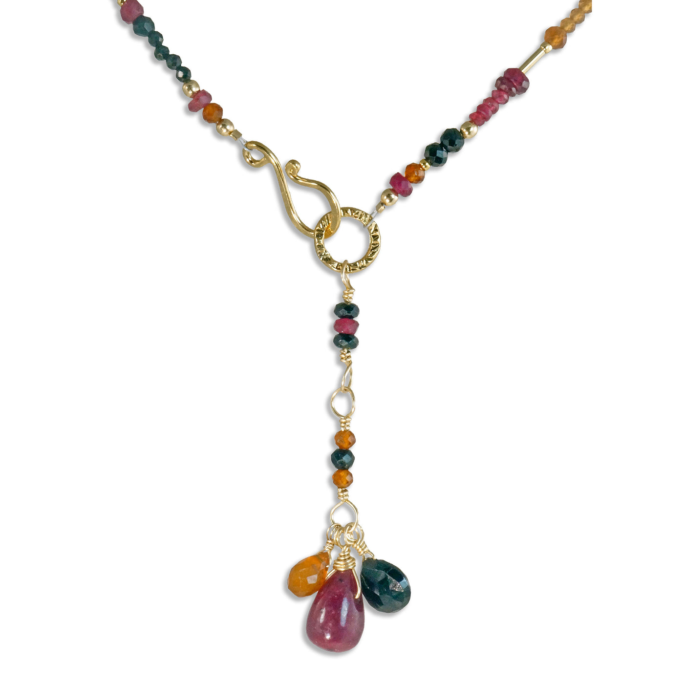 Ruby, Black Spinel, Hessonite Necklace