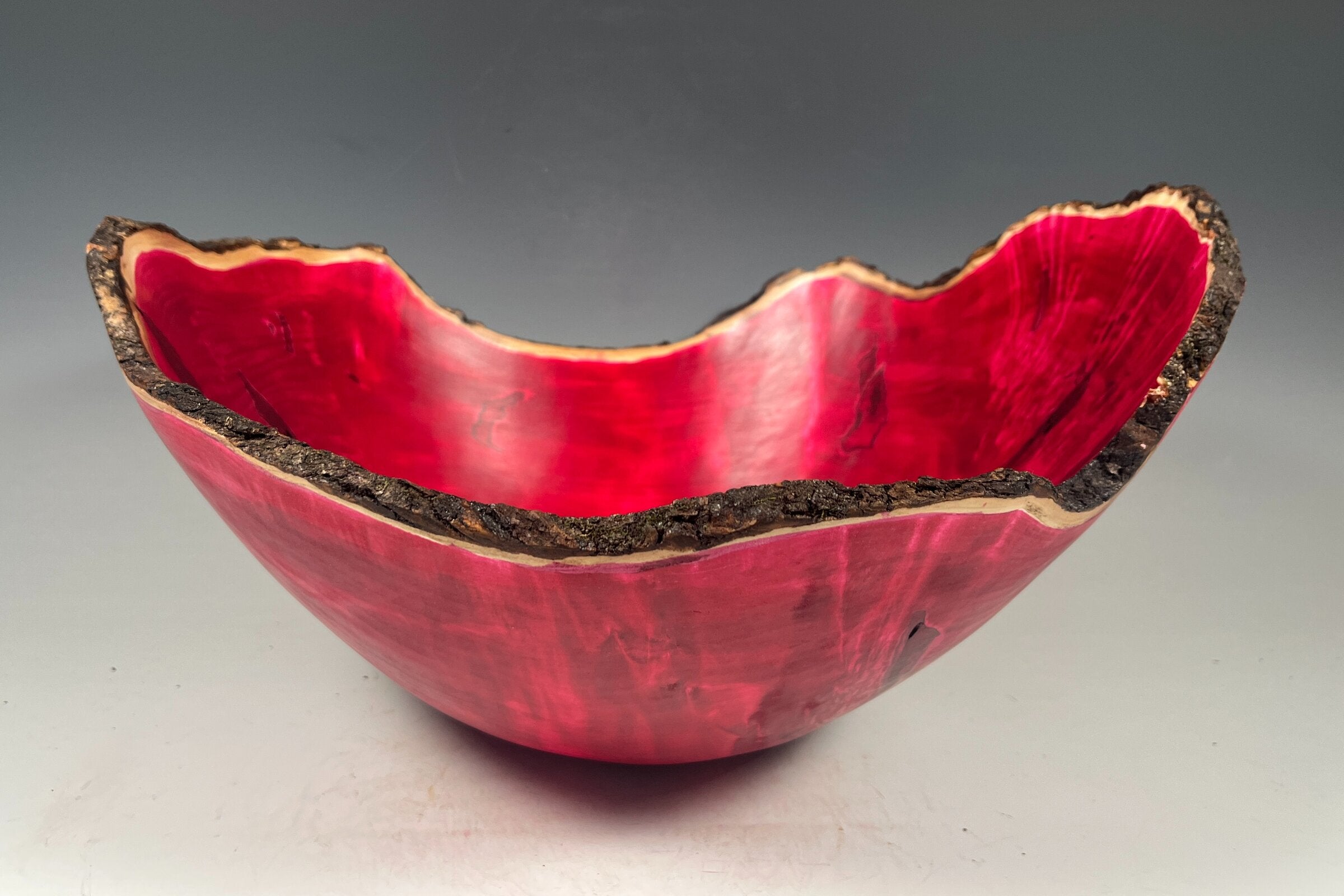 Natural Edge Maple Burl Bowl in Red