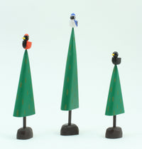 Dark Green, Set of Three with Bird