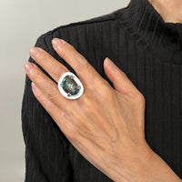 Turquoise Textured Frame Ring
