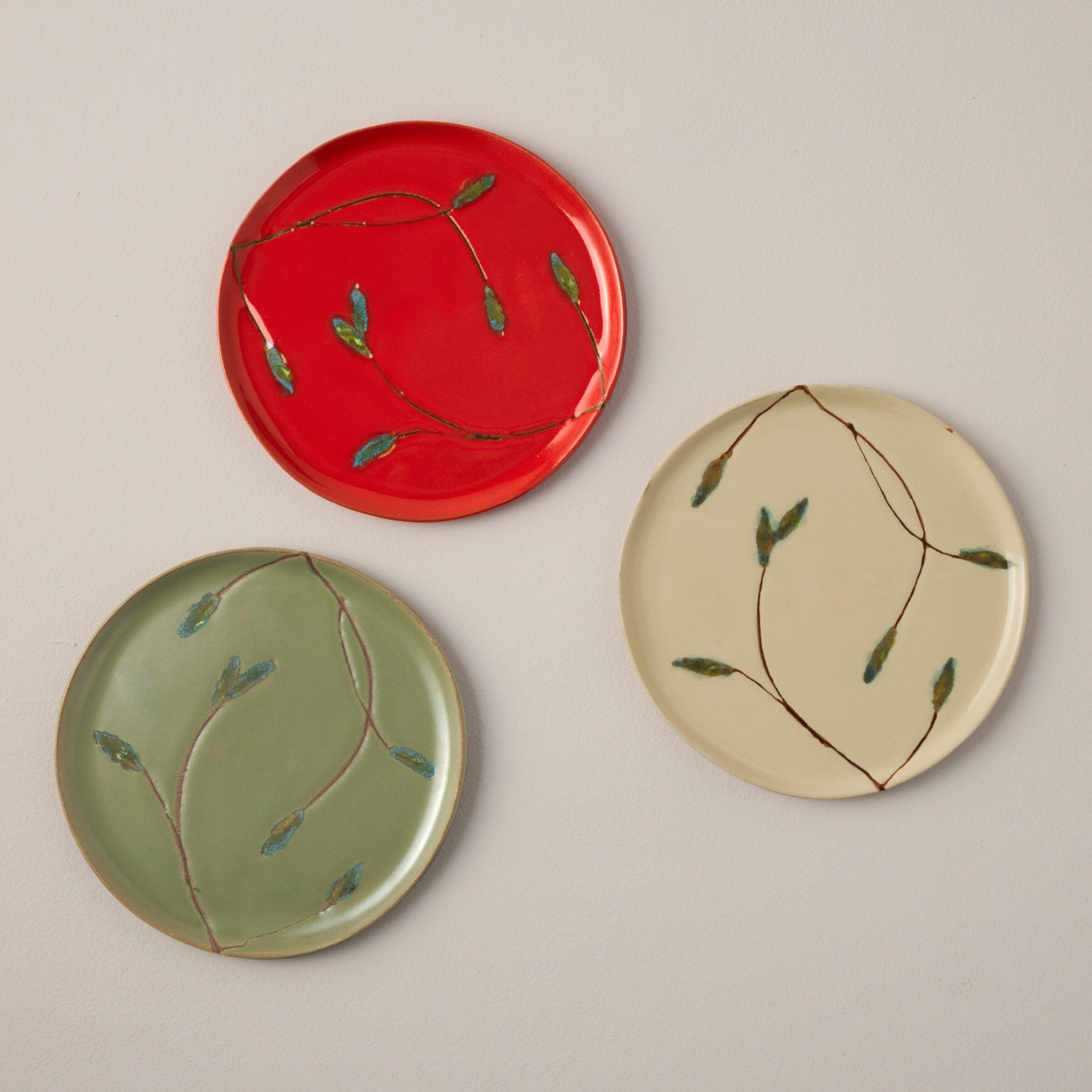 Cherry Leaf Dessert Plate Set