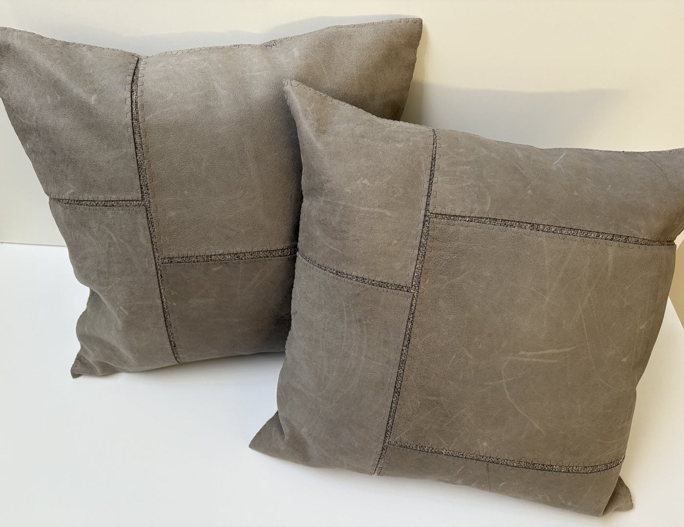 Distressed Leather Appliqued Grey Tiles #1