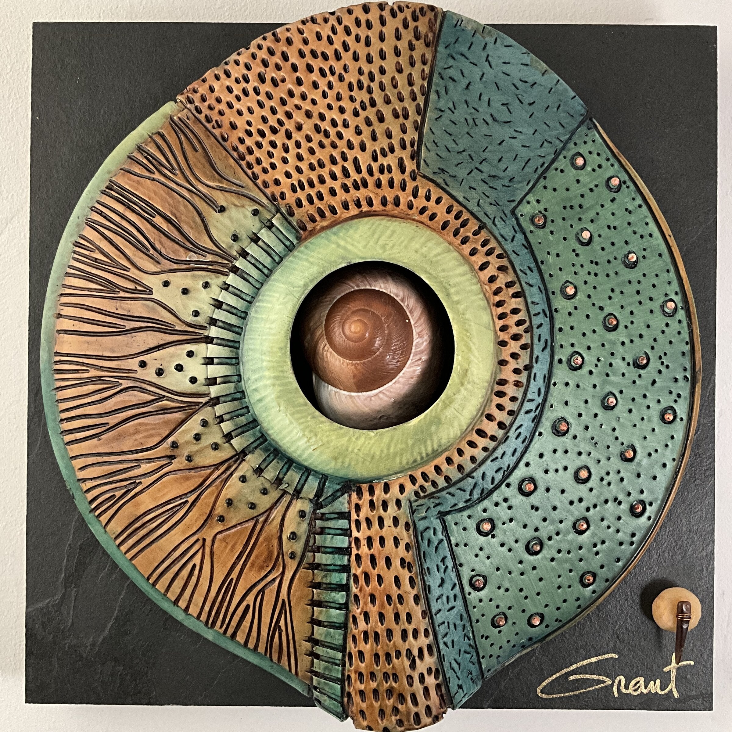 Windows To The Earth - Green and Tan with Shell