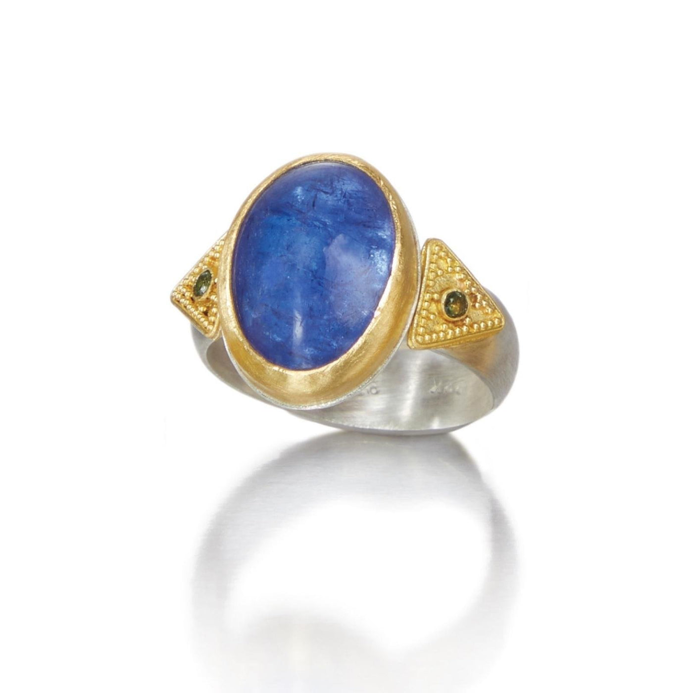 Iris Tanzanite and Green Diamond Ring