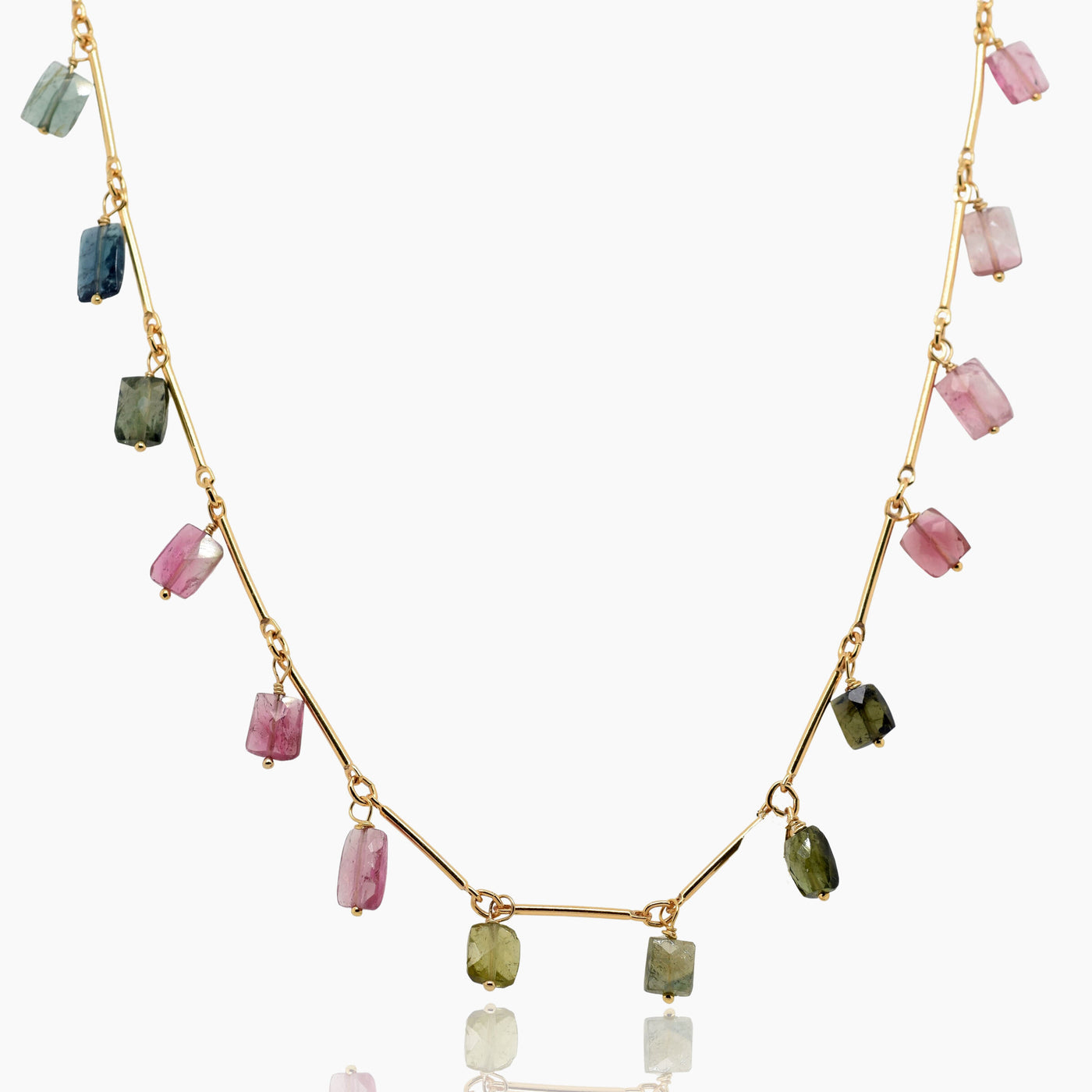 Tourmaline Chicklet Charm Necklace