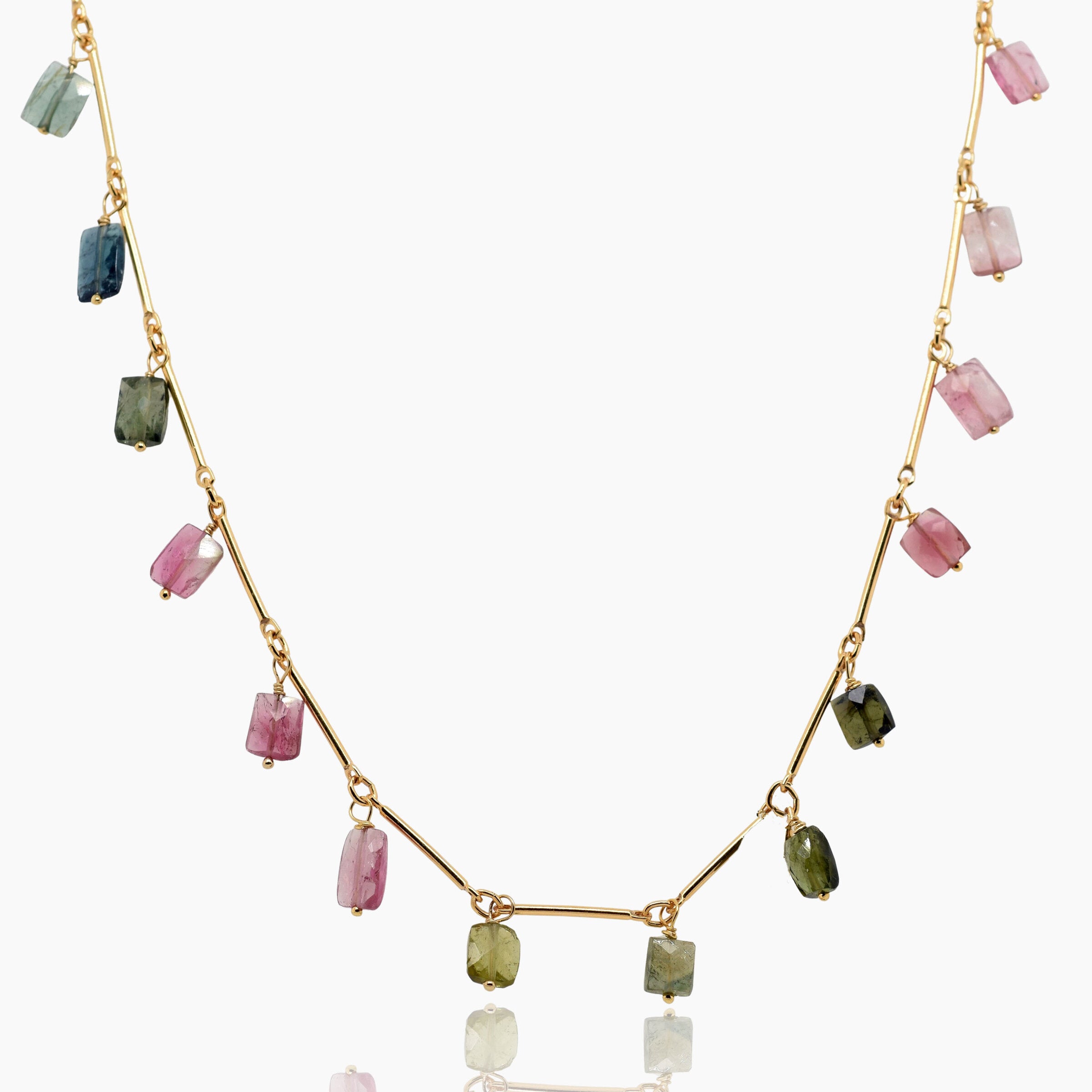Tourmaline Chicklet Charm Necklace