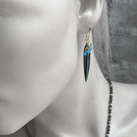 Hematite & Blue Opal Gold Earrings