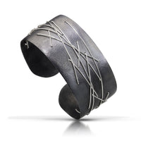 Oxidized Silver with Bright Silver Thread