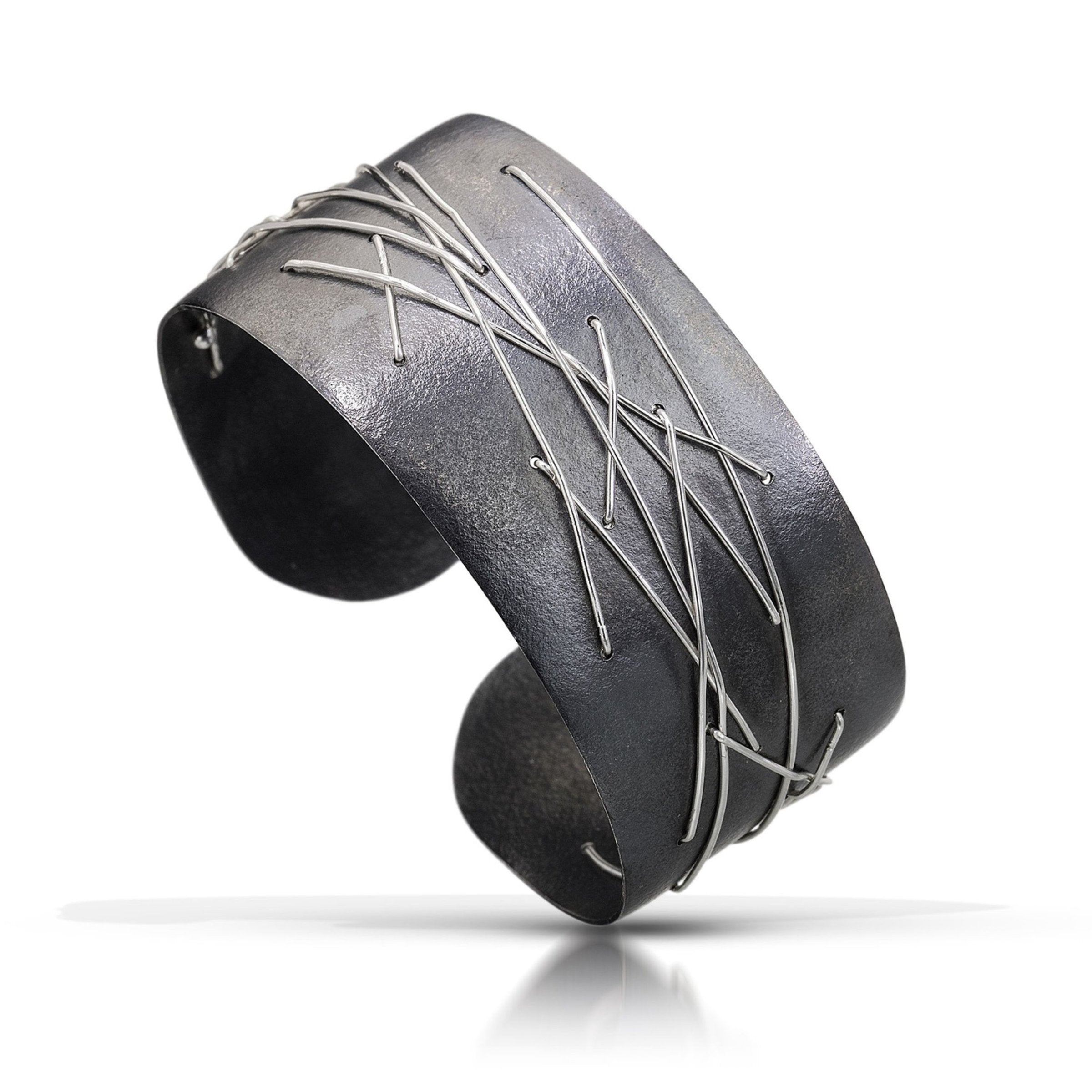 Oxidized Silver with Bright Silver Thread