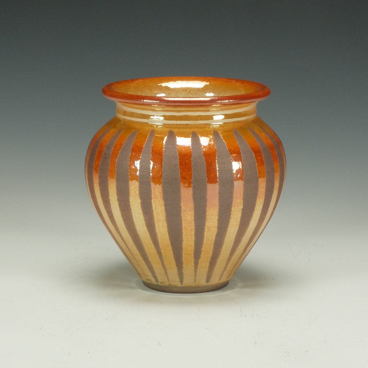 Raku Vessel with Striped Crackle Glaze