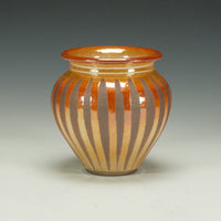 Raku Vessel with Striped Crackle Glaze