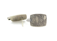 Sterling Silver Rectangle Lichen Texture Moissanite Earrings