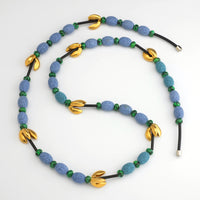 Gold Pod with Blue Lava Necklace