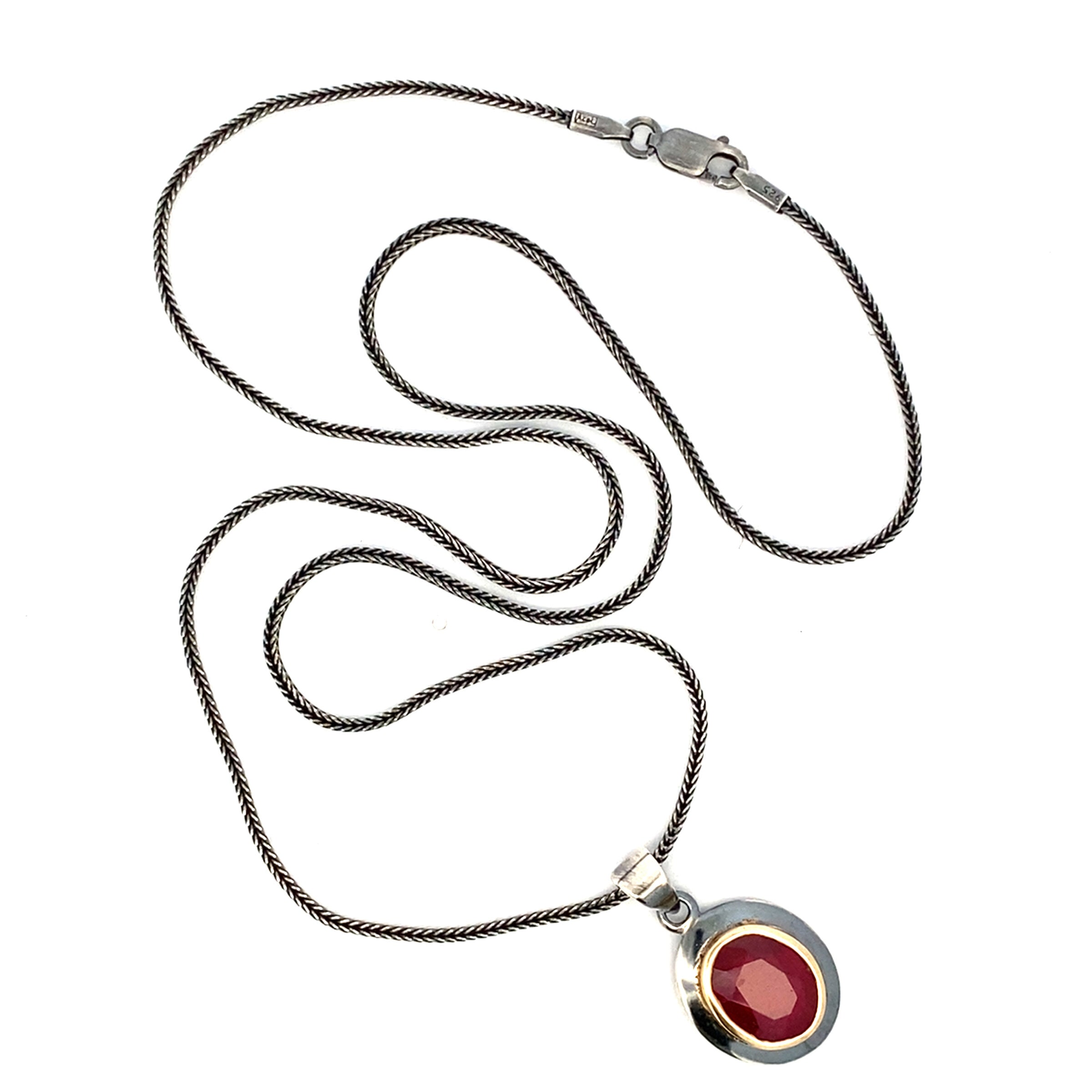 Ruby, Silver & Gold Pendant II