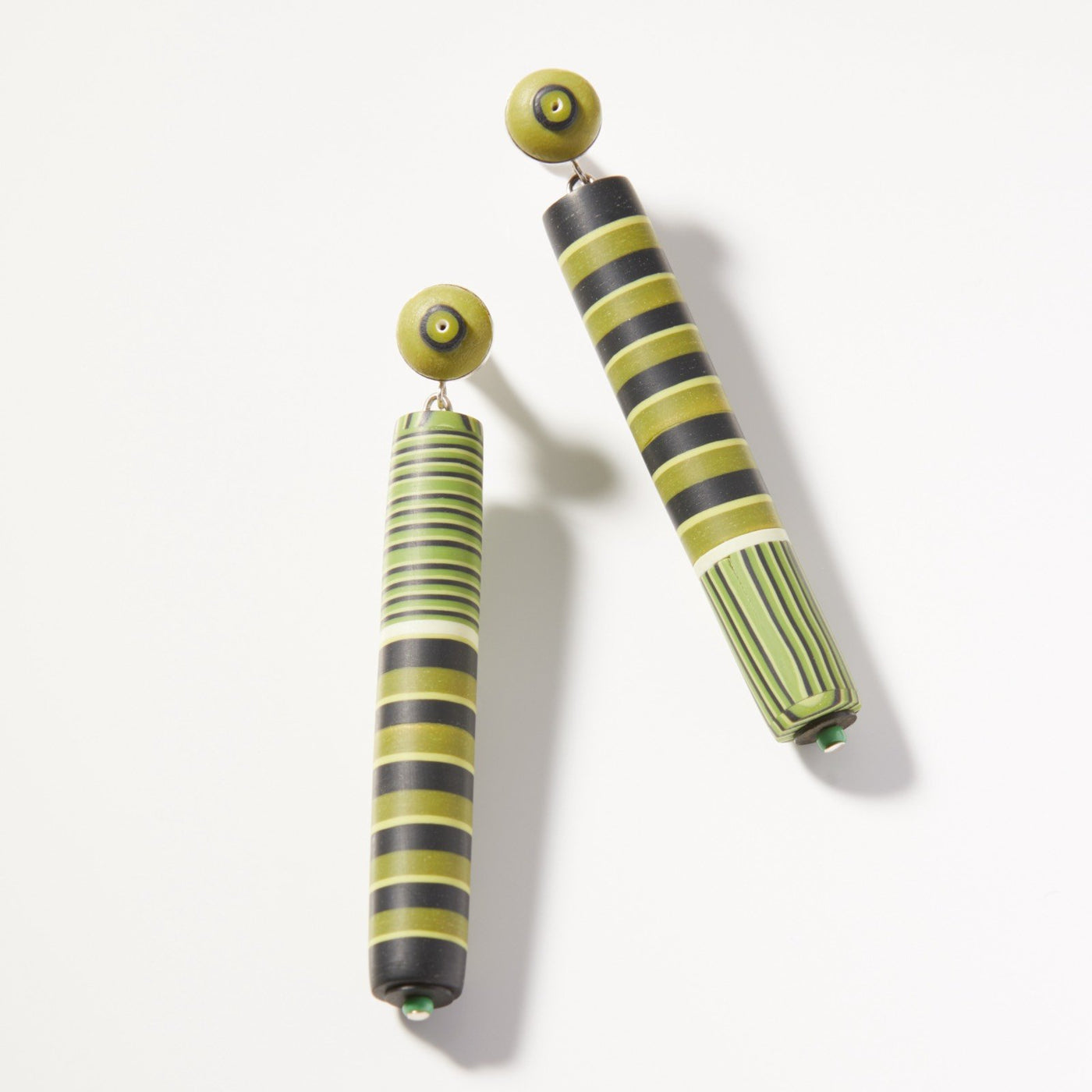 Green Tube Post Earrings