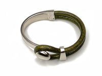 Olive Green/silver Lasso Knob & Slide Bracelet