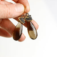 Mixed-Metal & Smoky Quartz Earrings