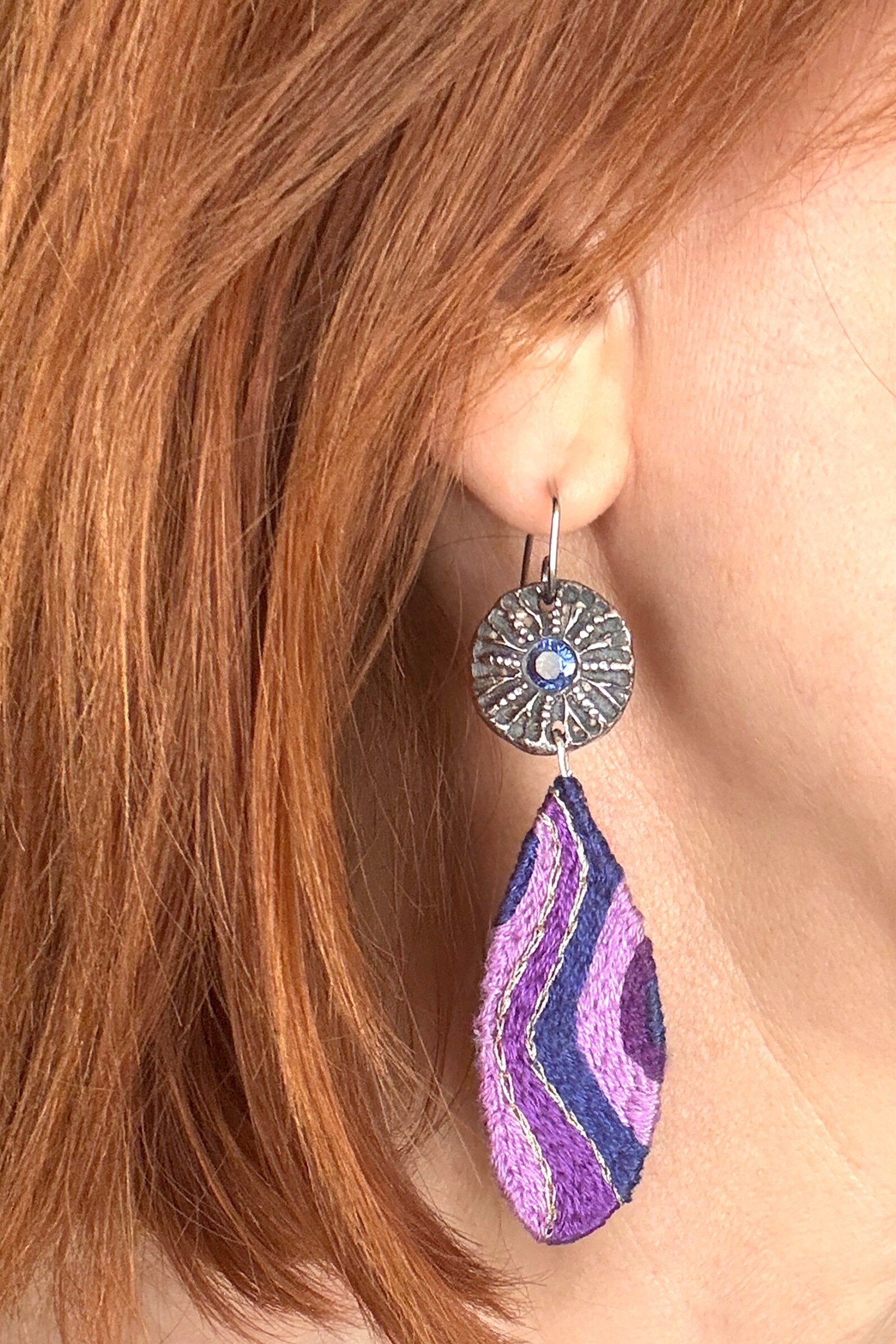 Purple Stripes Earrings