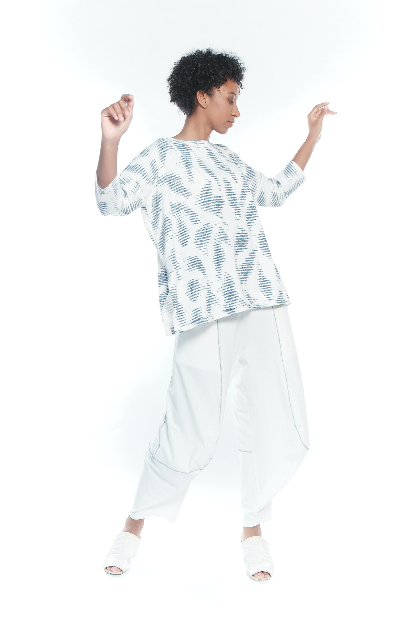 White with Blue Stripe