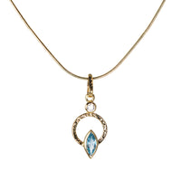 Blue Topaz with White Sapphire Accent & Gold Chain