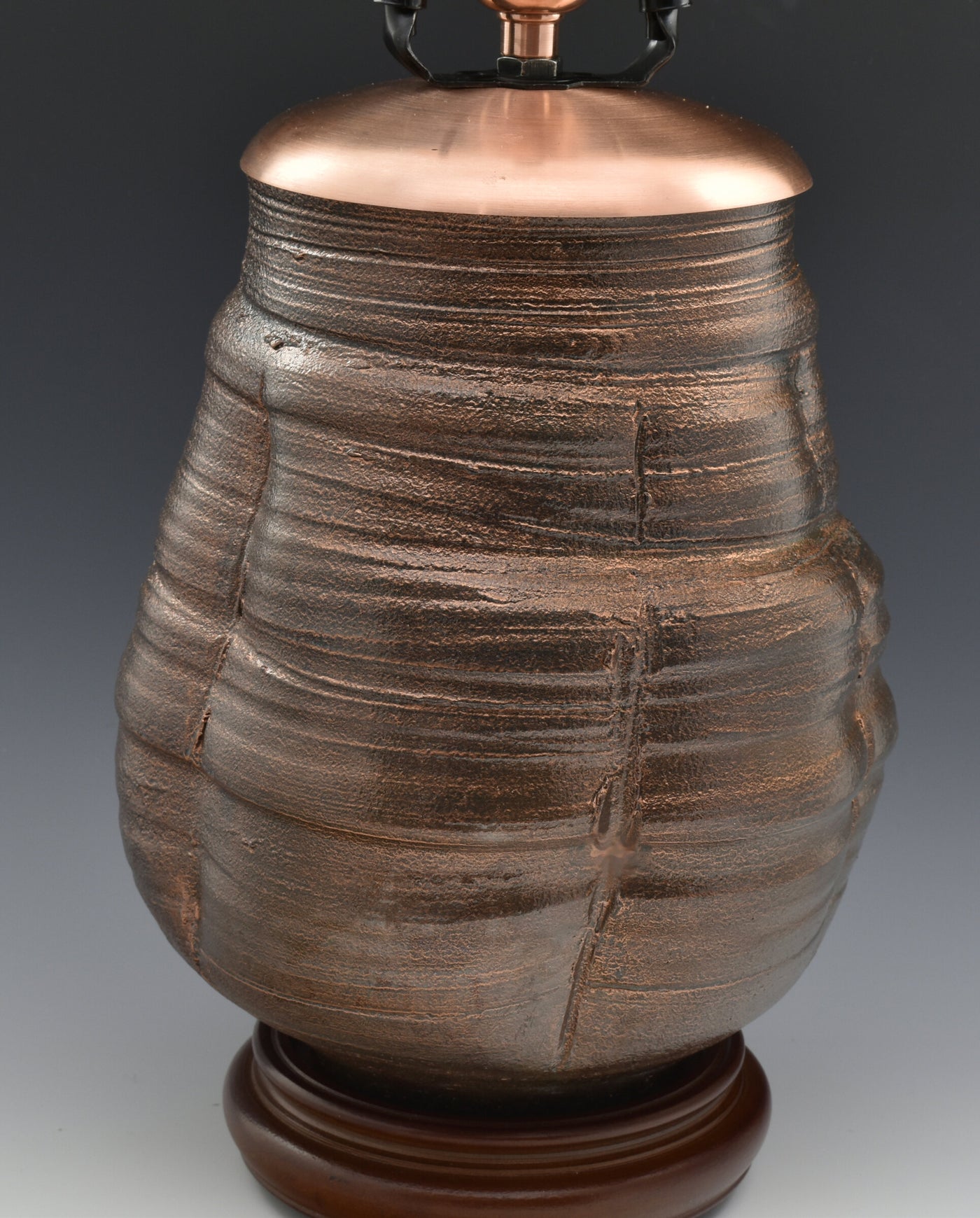 Raku Table Lamp with Linen Shade