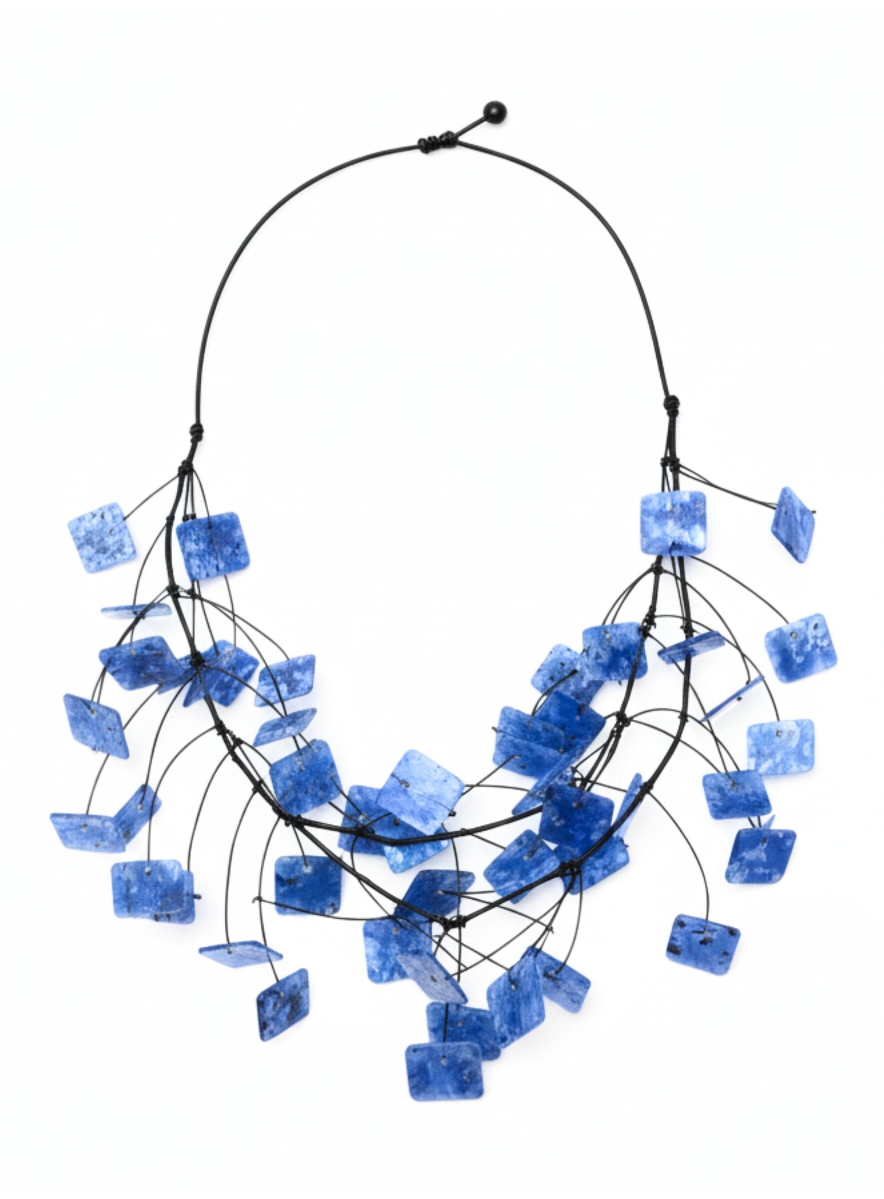 Blue Mica Squares Necklace