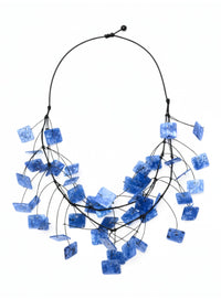 Blue Mica Squares Necklace