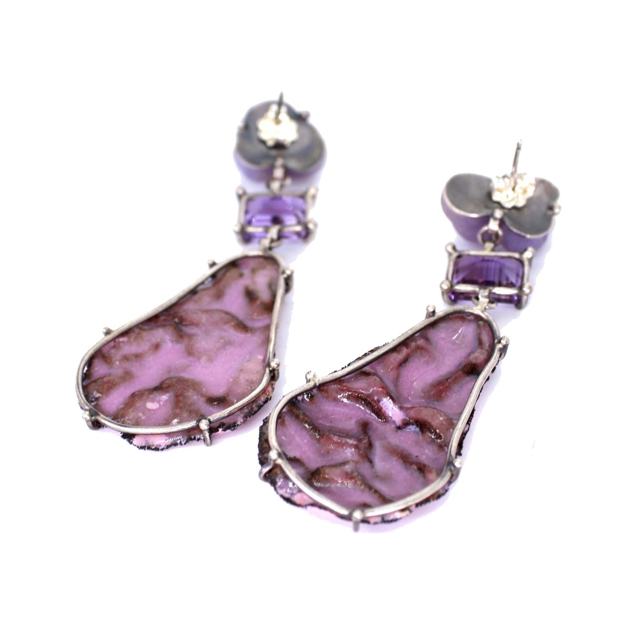 Pink & Purple Sugar Fired Earrings