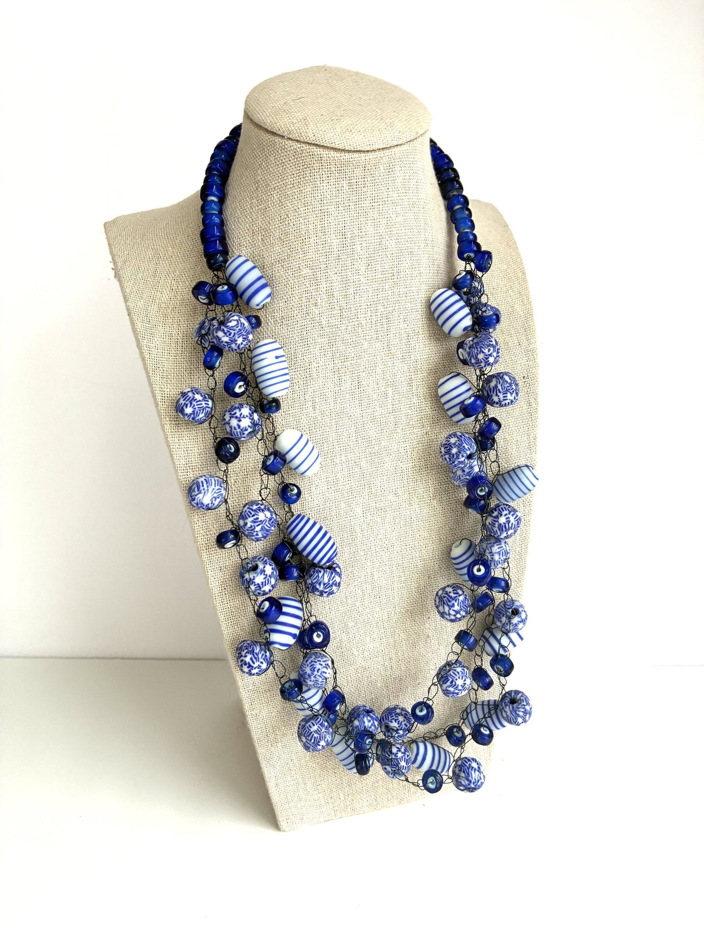 Royal Blue Patterned Necklace