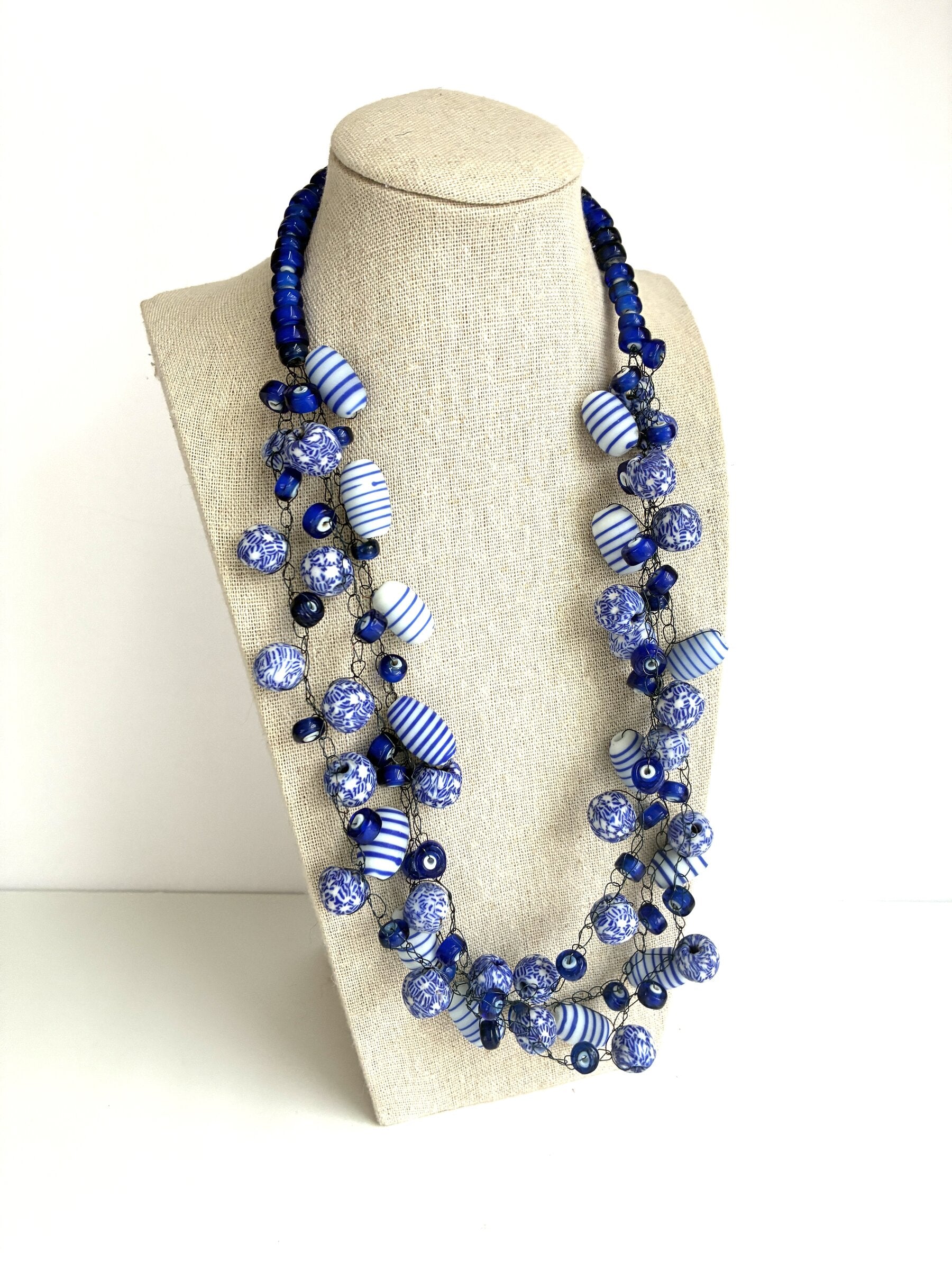 Royal Blue Patterned Necklace