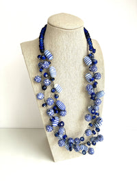 Royal Blue Patterned Necklace