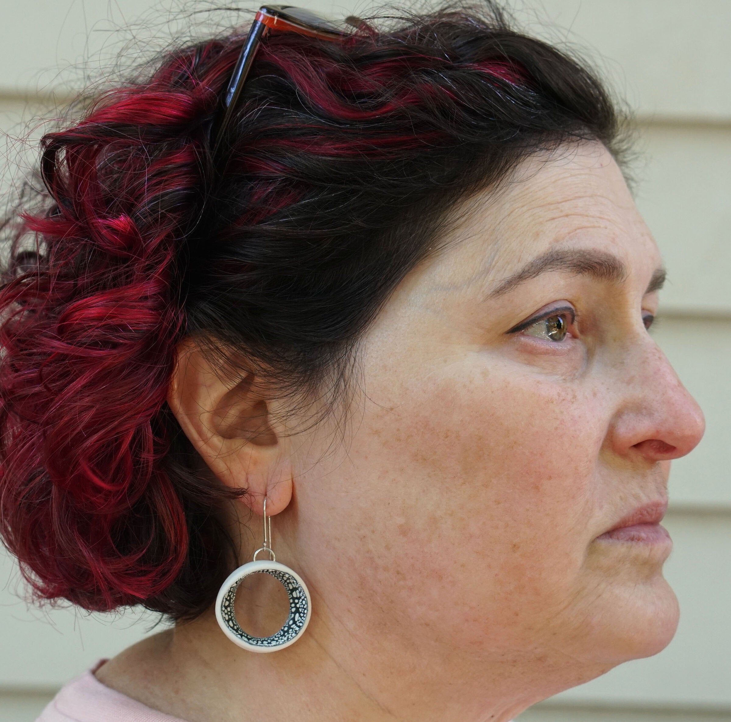 White Speckled Earrings