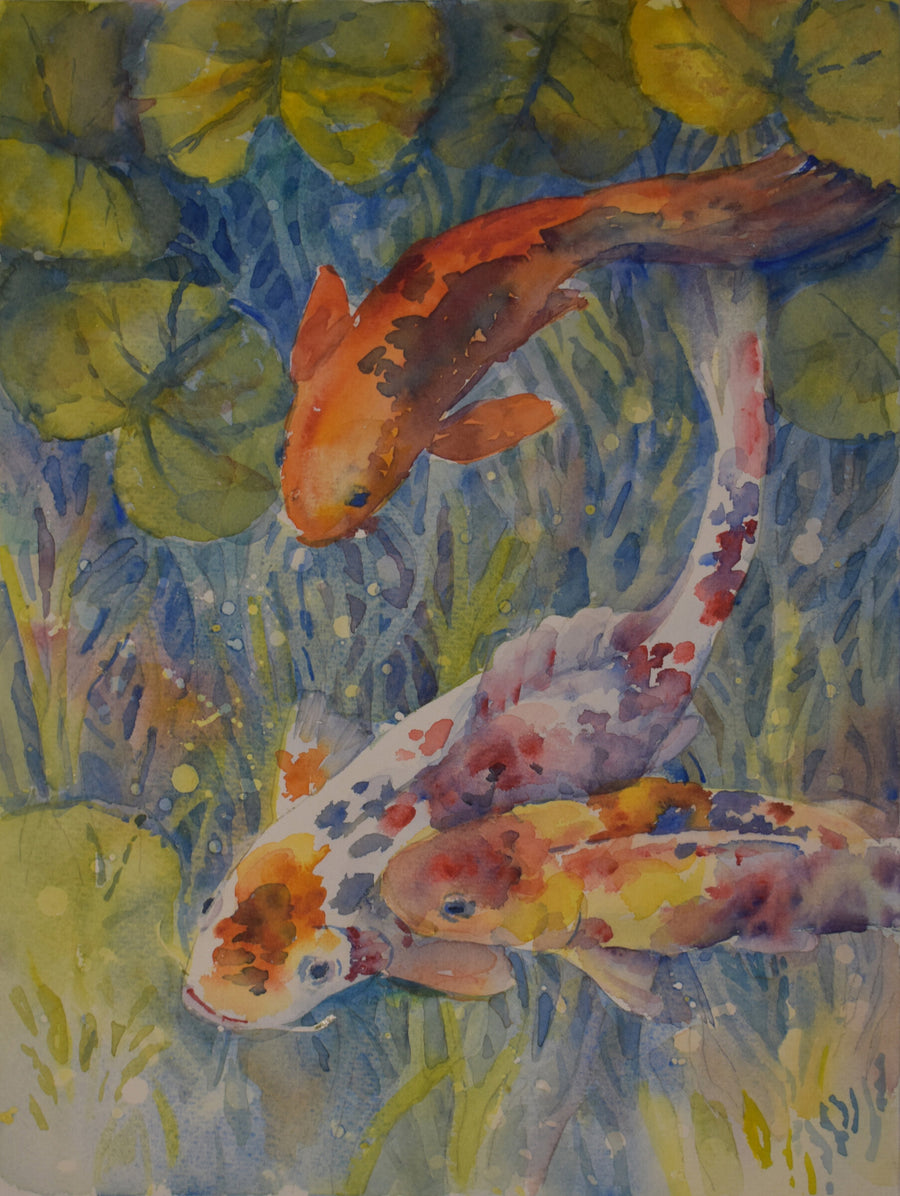 Koi Among the Lily Pads