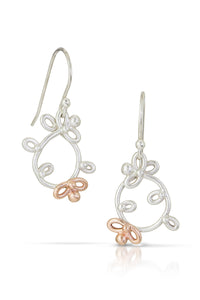 Rose Bee Mini Wreath Earrings