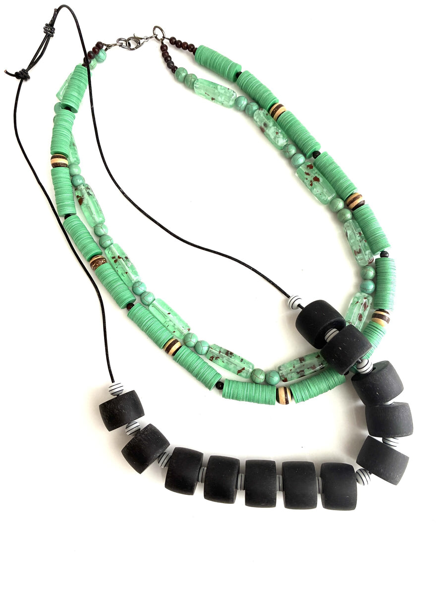 Green & Black Necklace Set