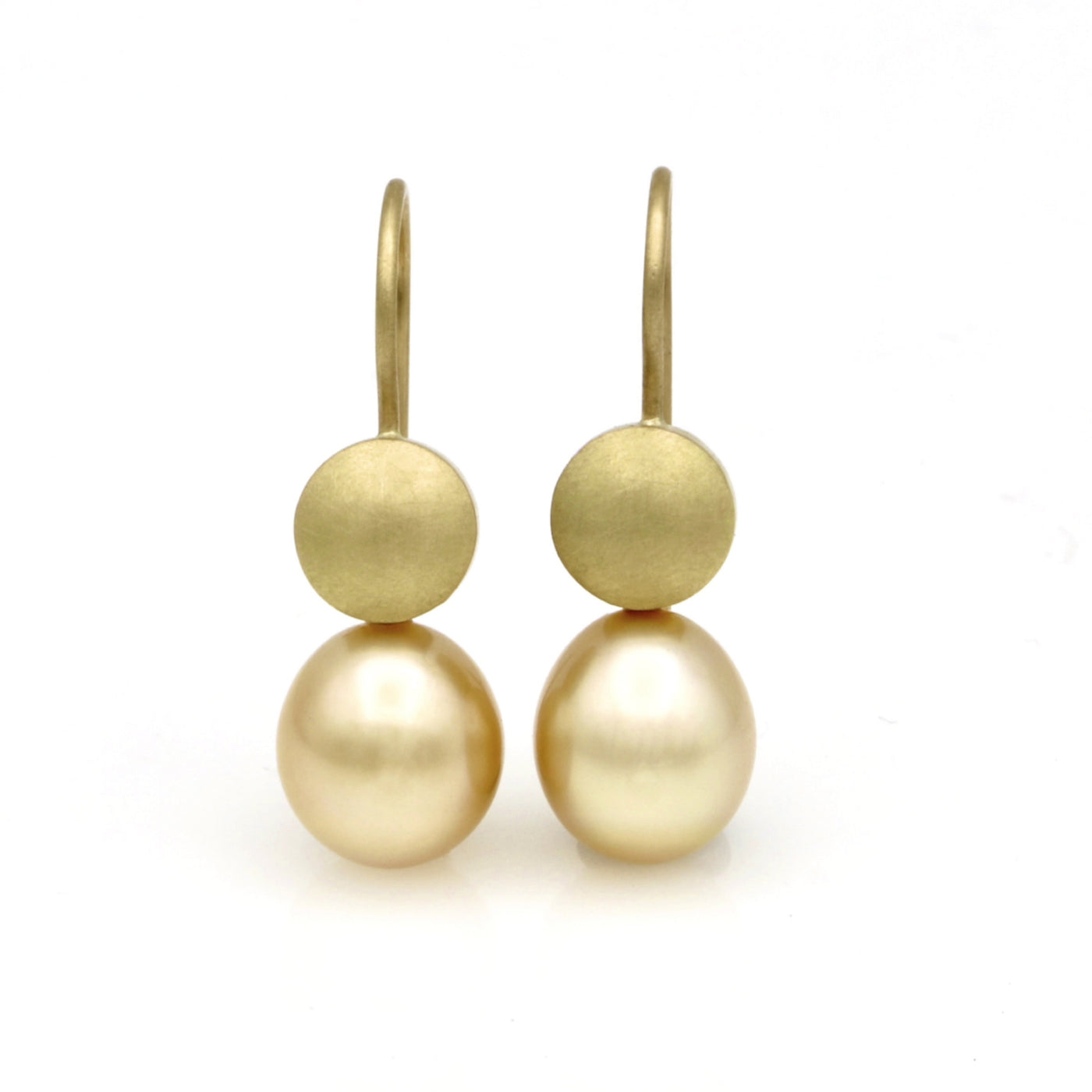 South Sea Pearl and Gold Button Earrings