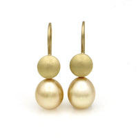 South Sea Pearl and Gold Button Earrings