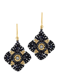 Black & Gold Clover Earrings