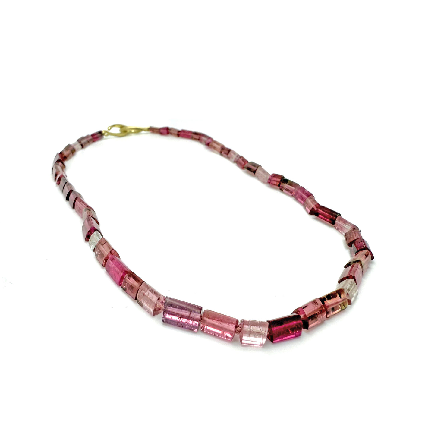 Pink Tourmaline Elongated Gem Candy Necklace