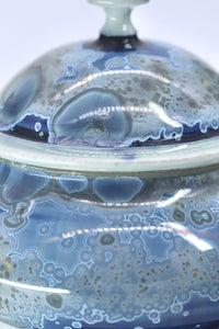 Deep Sea Blue Crystalline Jewelry Jar