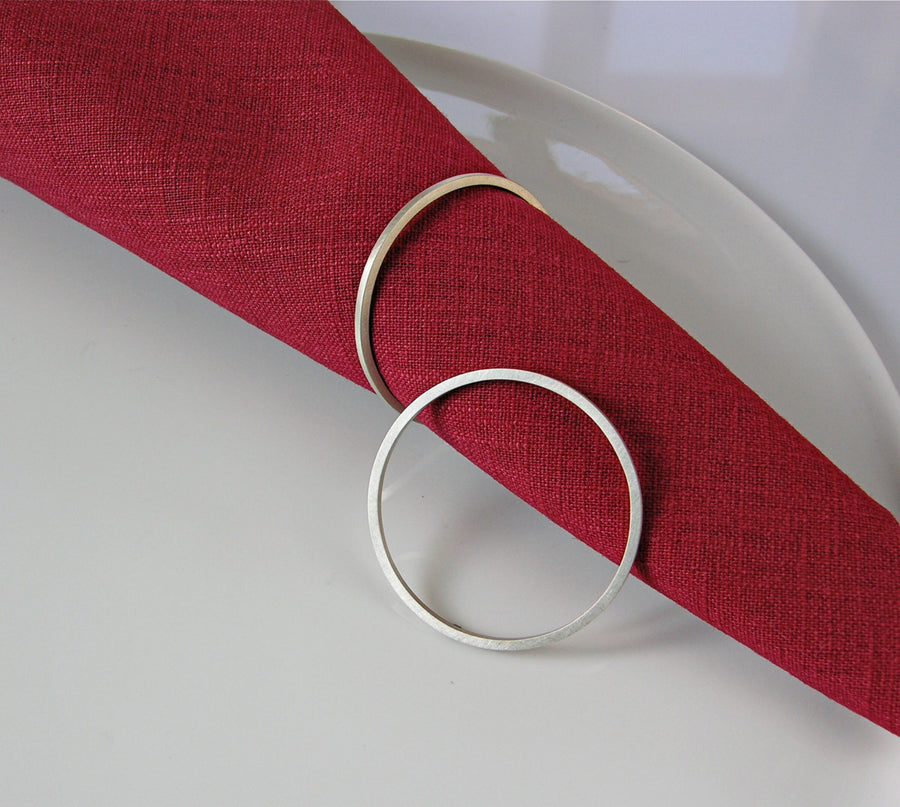 Round Silver Napkin Ring Set