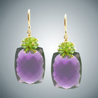 Light Amethyst & Peridot Cluster Earrings