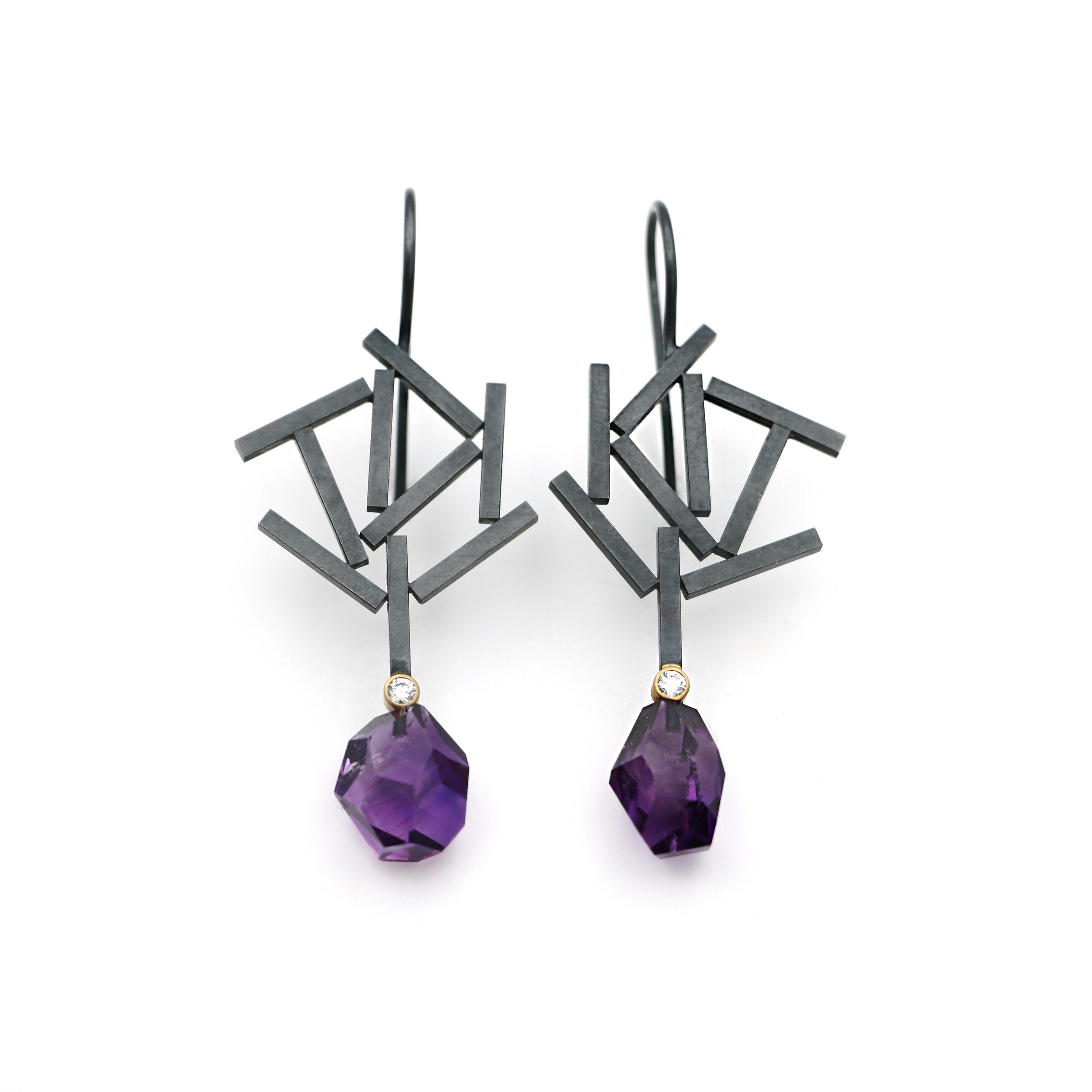 Amethyst Rectangle Earrings