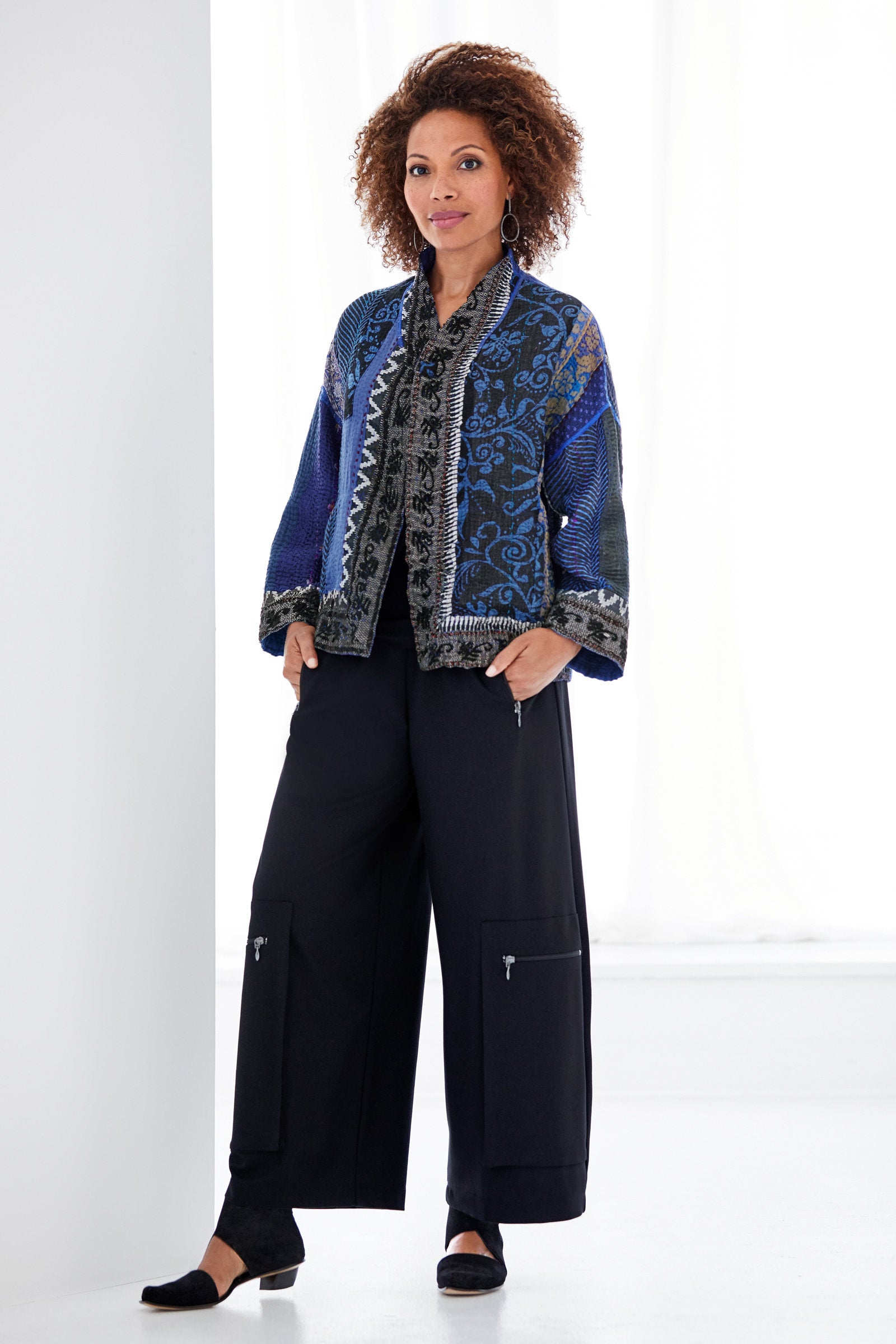 blue, shown with the cosmopolitan pant by spirithouse and the hera shoe by cydwoq